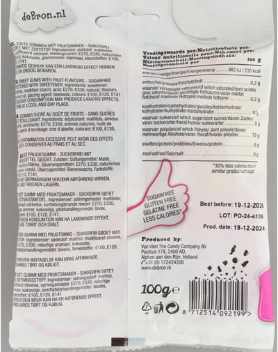De bron Suikervrije Wine Gums - 12 x 100 gr - Voordeelverpakking