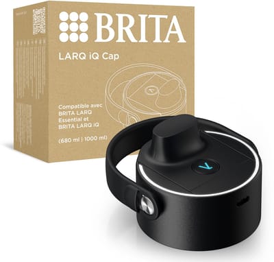 BRITA LARQ iQ dop Zwart- Digitale vervangdop voor BRITA LARQ Essential flessen met hydratatietracking in de BRITA-app & zelfreinigende UV-C - neutraliseert 99.99% bacteriën
