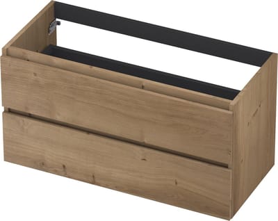 INK® wastafelonderkast 2 laden greeploos fineer eiken 100x52x45cm, ash grey