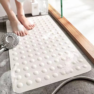 Set van 1 stuk - Antislipmat - Antislip badmat - Antislip douchemat - Sterke zuignap en gestructureerd oppervlak - Niet giftig en geurloos - Geschikt voor baby's en volwassenen - Geschikt voor kinderen, ouderen en honden - 40*70 cm - Beige