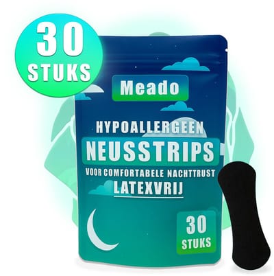Meado Neusstrips - 30 Neusstrips - Anti Snurk - Hypoallergeen - Snurken Verminderen - Neusstrips tegen snurken - Neusstrips voor sport - Myotape - Neusspreider - Huidvriendelijk - Comfortabel - Sterke Kleeflaag