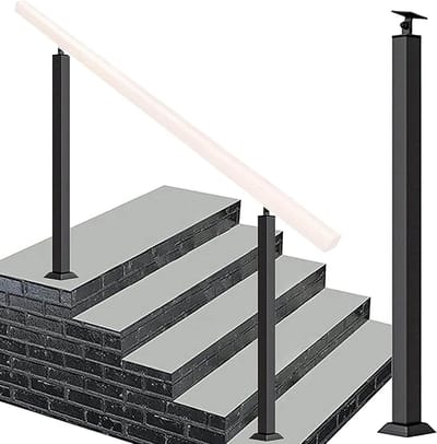 Smeedijzeren Leuning - Trapleuning Paal - Veilig Traplopen - Verstelbare Hoek - 75-100 cm - Zwart