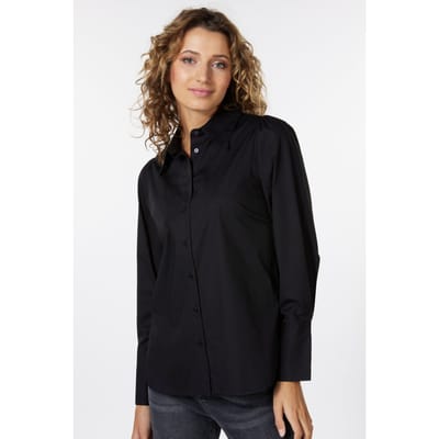 EsQualo Blouse Fine Gathering Poplin Black Größe: 34 | Business hemden Outlet | Damen | Schwarz