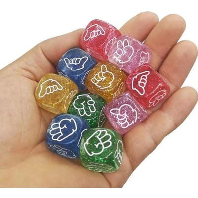 10 PCS Dés à Paillettes 6 Faces 20MM Pierre Papier Ciseaux Jouet Fête KTV BAR Jeux à Boire Pour Adultes Juegos De Mesa Divertidos