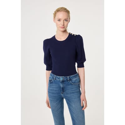 Fabienne Chapot Molly Short Sleeve Pullover After Midnight Blue Maat: XS | Longsleeves Outlet | Dames | Blauw