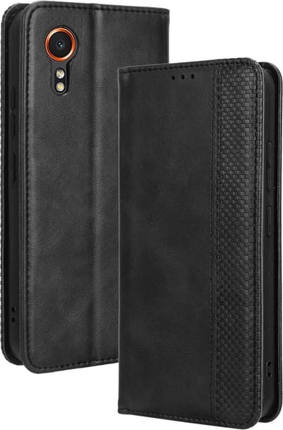 Coverup Hoesje - Geschikt voor Samsung Galaxy Xcover 7 Hoesje - Coverup Vintage Style Book Case - Zwart