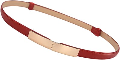 QTTVBTNA - Dames Lederen Riem - Jurkriem - Dunne tailleriem - modieuze en elegant - Verstelbare Tailleband - Dames Jurk Accessoire - Rood - 52-95cm - 1 stuk