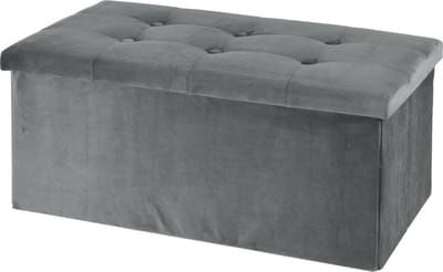 H&S Collection Poef/hocker/voetenbankje - opbergbox fluweel - lichtgrijs - 76 x 40 x 38 cm