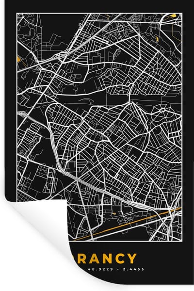 Muurstickers - Sticker Folie - Stadskaart – Drancy - Plattegrond – Kaart – Frankrijk - 20x30 cm - Plakfolie - Muurstickers Kinderkamer - Zelfklevend Behang - Zelfklevend behangpapier - Stickerfolie