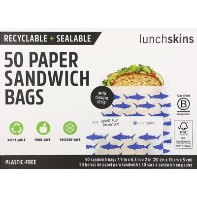 Lunchskins, Papieren Broodzakjes, Haai, 50 Stuks black