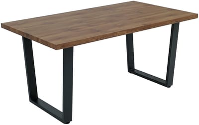 Eettafel MCW-O61, tafel keukentafel eettafel, industrieel MDF metaal 160x90cm ~ walnootlook