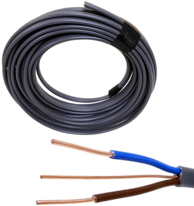 10 Meter Platte Stroomkabel 2.5mm 2-aderig met Aarde voor Installatie