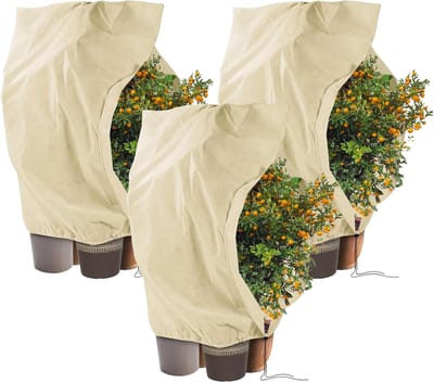 Winterhoes voor buitenplanten 240 x 200 cm- verpakking van 3- 80 g/m² vlies- winterhoes voor buitenplanten- winterbescherming voor planten met rits en trekkoord- eenvoudig te installeren