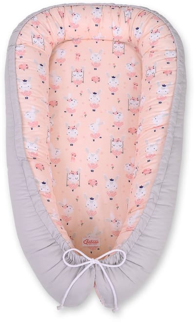 Babynest dubbelzijdig Premium Cocoon voor baby's BOBONO- ballerina's roze