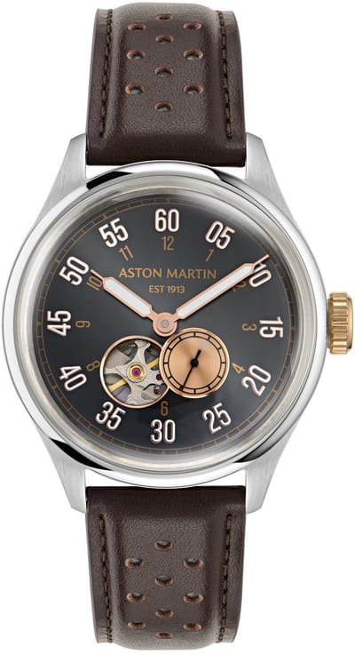Aston Martin Ts1 Mechanisch Automatisch Horloge Bruin Kast Gemaakt Van 100% Roestvrij Staal En Een Armband Van 100% Leer 41 MTTS1F5013E, MTTS1F5023E