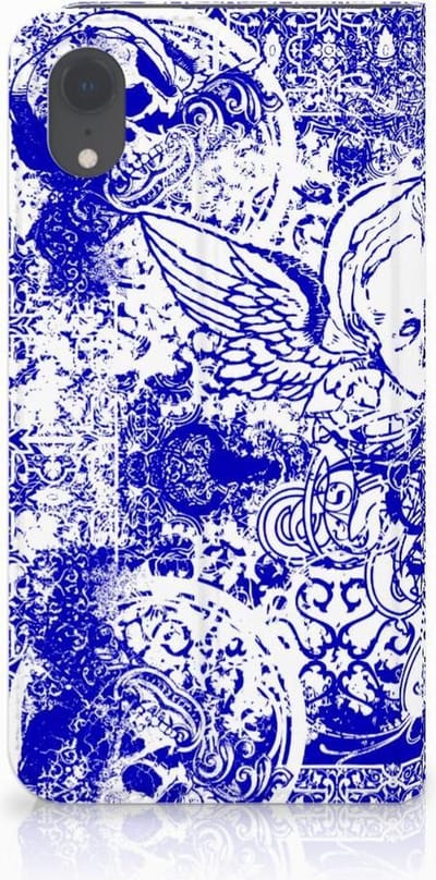 Mobiel BookCase Apple iPhone Xr Angel Skull Blauw