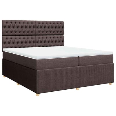 vidaXL - Boxspring - met - matras - stof - donkerbruin - 200x200 - cm