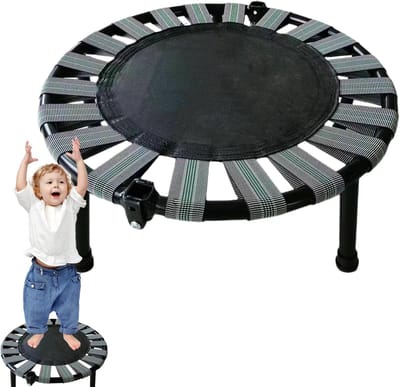 Mini Trampoline - Oefen Springbed - Thuis Fitness - Stille Werking - 45x16cm - Grijs