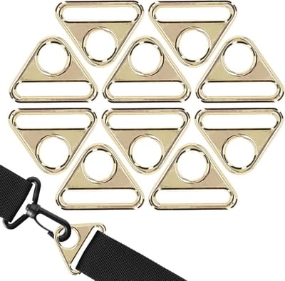 Set van 10 Zinklegering Driehoekige Gespen, 38mm Verstelbare Ringen voor Rugzakken, Meervoudige D-ring Gespen voor Luggage en Webbing Accessoires (Goud)