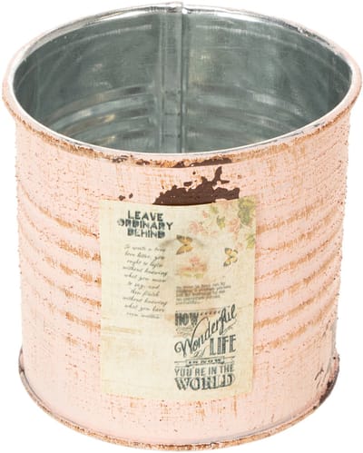 Bloempot decoratieve blik zalmkleurige metalen kruidenpot Ø8cm H7.5cm