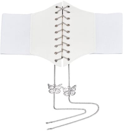 Dailygoods- Tailleriem Verstelbaar 69 cm - Elastische Tailleriem - Gouden Vlinder - Zilveren Ketting - Tailleband voor Dames - Uniek Design - Corsetband