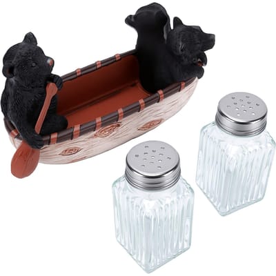Zwarte Beer Kano Zout- en Pepervaatjesset Glazen Zout- en Peperflesjes Shaker Dispensers Set