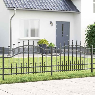 vidaXL - Tuinhek - KAMPEN - 240 - x - 118 - cm - Poedercoated - staal - Grijs