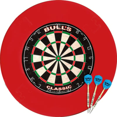 Darts Warehouse Dartbord Set - Classic Bulls Dartbord - Bull's Guard Foam Surround - Nickel Silver Darts - Darten - Cadeau Vader