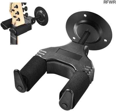 RFWR® Gitaarstandaard Muur met Automatisch Slot - Ruimtebesparende Gitaarhaak voor Veilig Ophangen van Gitaar, Bas, Mandoline, Banjo en Viool