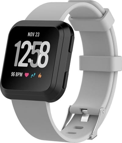 KELERINO. Siliconen bandje geschikt voor Fitbit Versa (Lite) met gespsluiting - Licht Grijs - Large