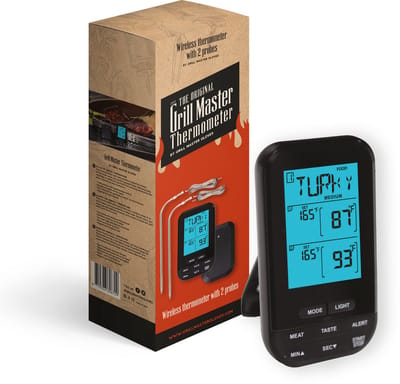 Grill Master Vleesthermometer - BBQ Thermometer - Draadloos - 2 Meetsondes - Bereik tot 50 Meter - Alarm Functie - Kerstcadeau - BBQ Accessoires - Papa Cadeau Voor Mannen - Vaderdag