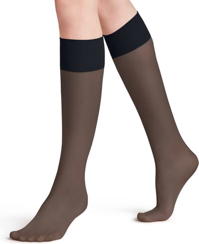 FALKE Pure Matt eenkleurig materiaal transparant 20 DEN kniekousen dames blauw - maat 35-38