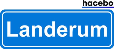 Hacebo - Plaatsnaam Sticker - 29x10 CM - Landerum sticker - Verkeersborden sticker - grappige cadeaus - Landerum