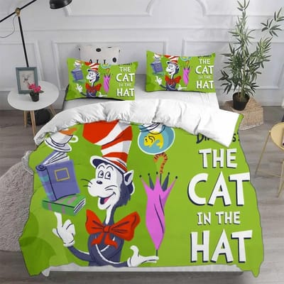 De Kat in de Hoed Beddengoed Sets Dekbed Quilt Bedsprei Dekbedovertrek Kussensloop Sets Kinderen Volwassen Maat Hometextiel 70x133cm 2pcs