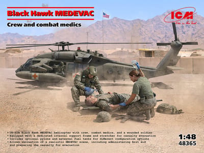 ICM Modelbouwpakket Militaire voertuigen - 48365 Sikorsky UH-60 Black Hawk MEDEVAC met Crew en Combat Medics - Amerikaanse Helikopter Plastic - 1:48 - Modelbouw
