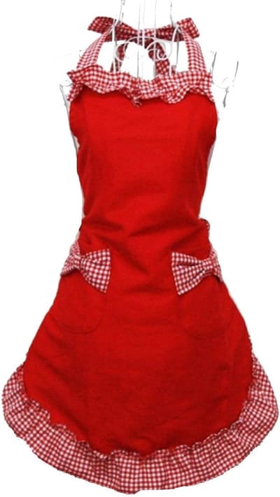 Keukenschort - Horeca Sloof - Pottenbakken Schort - BBQ Schort - Verfschort - Timmermansschort - flirterige vintage schorten voor vrouwenmeisjes met zakken als Moederdagcadeau (rood)