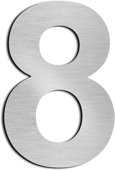 Zelfklevend Huisnummer 12.5cm RVS Nummer voor Deur of Brievenbus Zilver