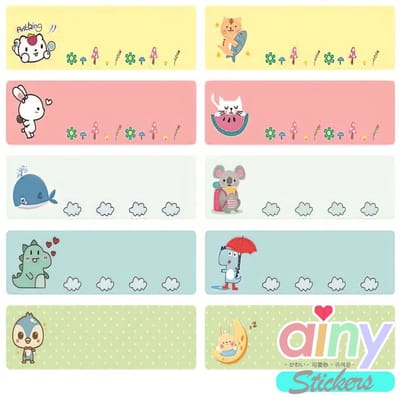 Ainy Naamstickers Kinderen Dieren - set van 30 waterproof zelfklevend etiketten stickers om je schoolspullen, bullet journal, fotoalbum, laptop, telefoon, en waterfles persoonlijk te markeren | Naam stickers Post It voor jong en oud