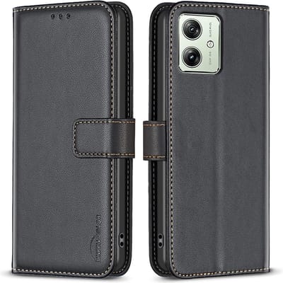 BINFEN Hoesje - Geschikt voor Motorola Moto G54 Hoesje - BINFEN Color Book Case - Zwart