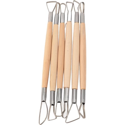 6 Stuks Klei Beeldhouwen Lussen Harken Gereedschap Set Dubbelzijdig Pottenbakken Modelleren Vormgeven Knutsel Set beige