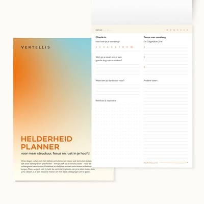 Vertellis Helderheid Planner - Dagplanner en Invulboek - Notitieboek voor Structuur, Focus en Rust in je Hoofd - Planner voor Intenties, Dankbaarheid en Prioriteiten