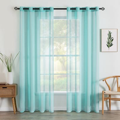 Allecto - Doorscheidende Raamgordijnen - Elegante Voile Raampanelen - Turkoois - Gordijnen voor Slaapkamer en Woonkamer - 2 Panelen van 140 cm x 28...