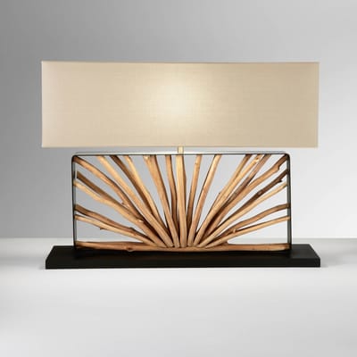 Luce Ambiente Design Tafellamp ETHERNAL zwart/hout/wit Breedte 80 cm Hout/stof