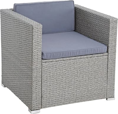 Loungebank voor Buiten - Comfortable Polyrotan Tuinstoel in Grijs