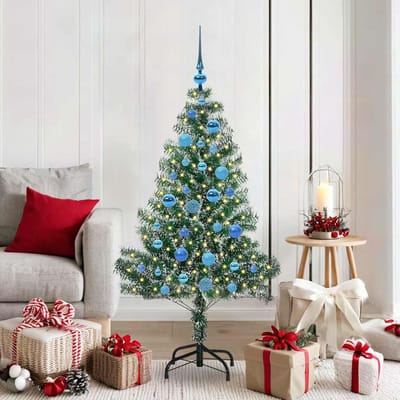 vidaXL - Kunstkerstboom - Sneeuw - Gevlokt - met - LED - Licht - Groen - en - Wit - 150 - cm
