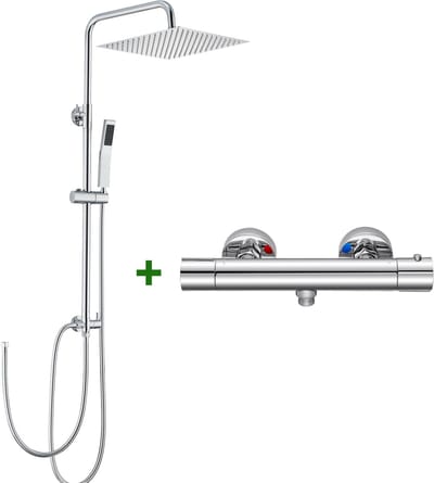 Auralum Max Regendouche RVS - Doucheset - Inclusief thermostaatkraan -12 inch Douchekop - Compleet Regendoucheset - Verstelbare Hoogte 72-110 cm - Waterbesparend - Chroom