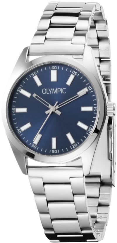 Olympic OL89HSS080 Marcel Heren Horloge - Mineraalglas - Staal - Zilverkleurig - 38 mm breed - Quartz - Vouw/Vlindersluiting - 5 ATM (douchen)