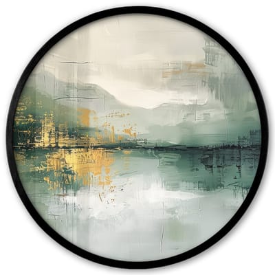 Poster in lijst Rond - Fotolijst 40x40 cm - Posters - Groen - Modern - Abstract - Goud - Ronde posterlijst zwart - Decoratie - Wanddecoratie woonkamer - Muurdecoratie slaapkamer