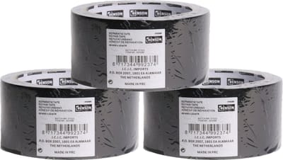 Benson ducttape/ reparatietape - 3x rollen - universeel - zwart 10 meter