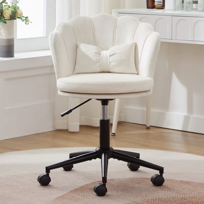 REDOM Draaistoel - In Hoogte Verstelbaar - 360 Graden Draaibaar - Fluweel - Beige - 55 X 62 X 73-83 Cm